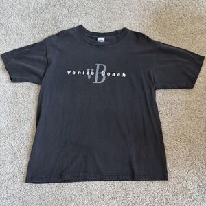 Vintage Venice Beach California Shirt Mens Large Black Logo Tee T-Shirt Cygnus